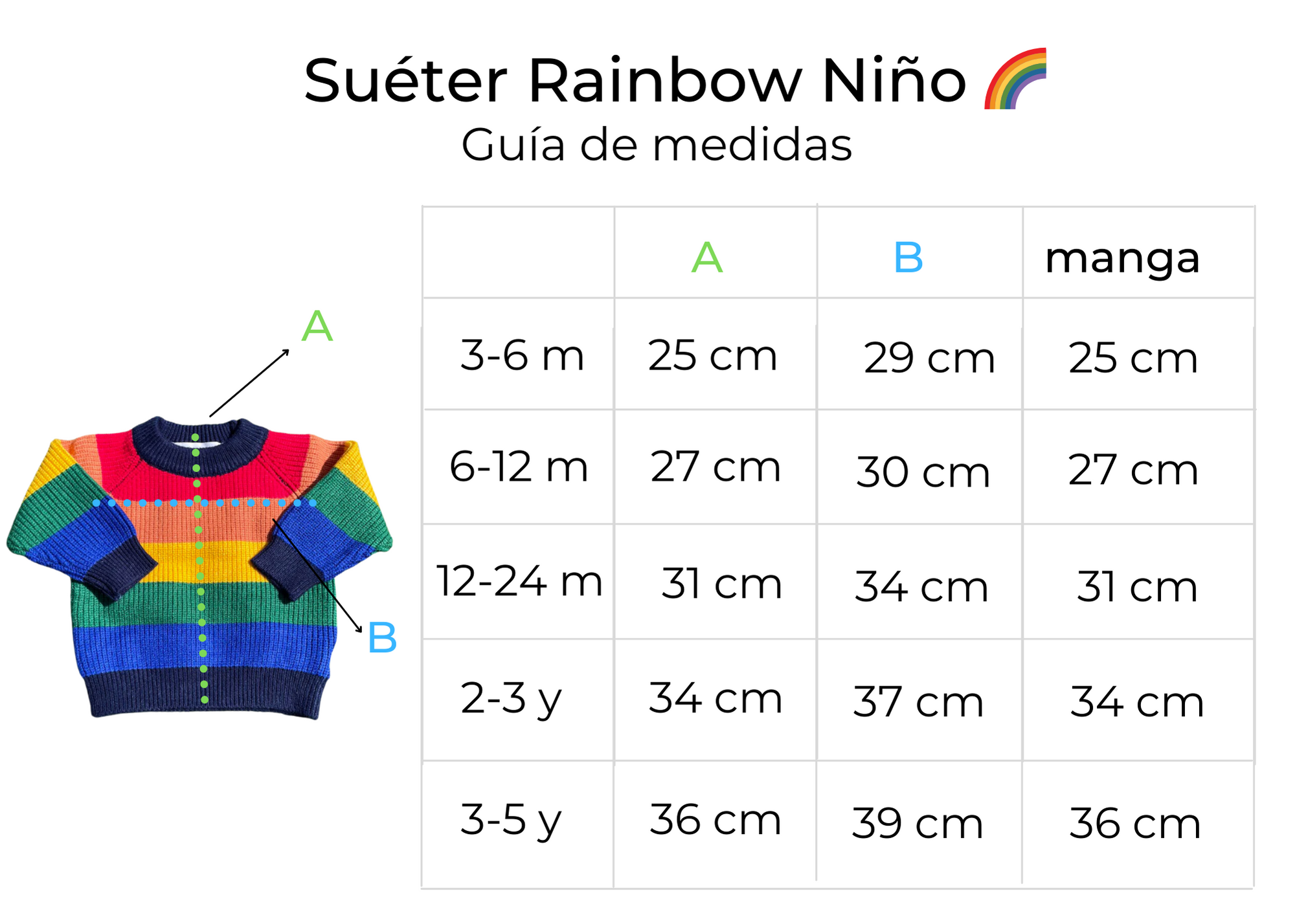 Suéter rainbow para bebé/niño